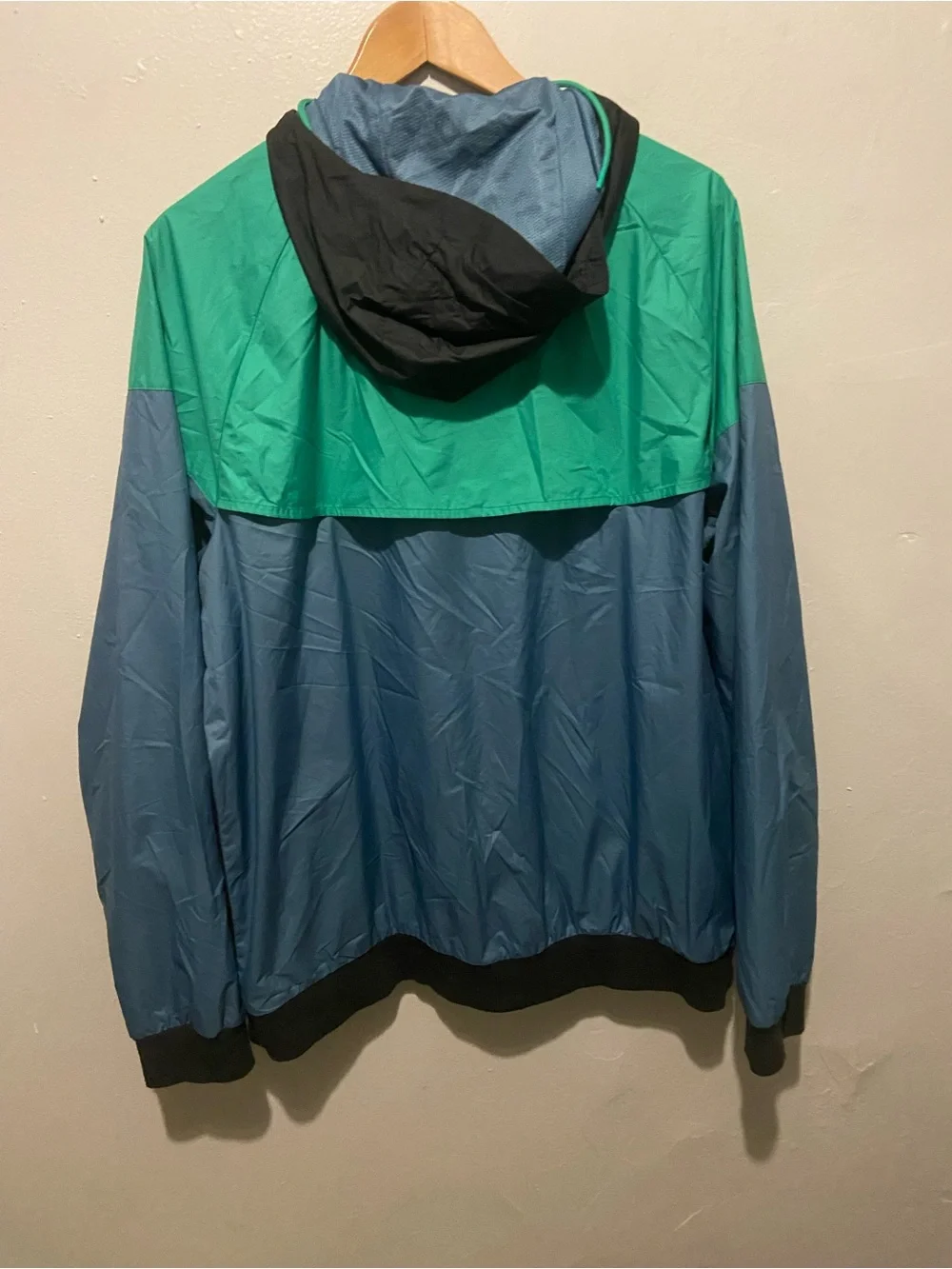 Nike Colorblock Green, Black & Blue Hooded Windbreaker